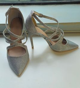 New Look - Strappy Silver Glitter Heels - Size 6 [UK]
