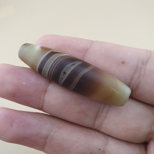 Vintage Middle Eastern Yemeni Suliemani Natural Eye Agate Bead Amulet