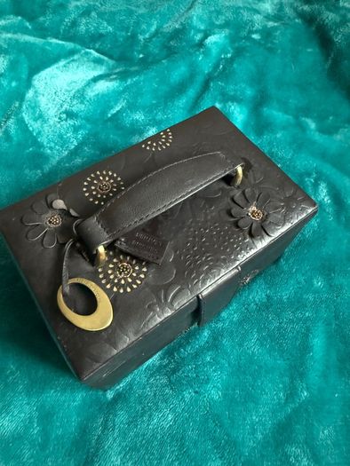 John Rocha dark brown leather jewellery box
