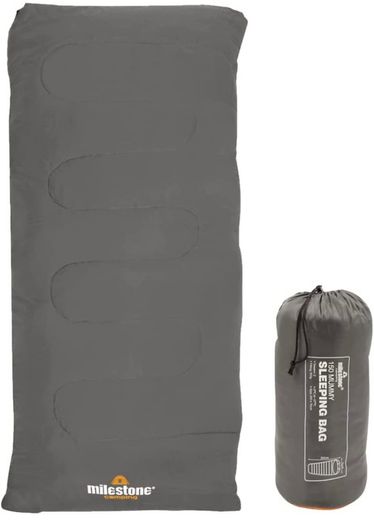 Camping Insulation 26700 Single Envelope Sleeping Bag | 2 Season | Full Length Dual Zip | Grey & Orange | Packs Down Tight | 170cm x 75cm (FREE POSTAGE)