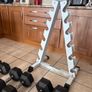 Rubber Hex Dumbbell Set + Upright Dumbbell Storage Rack Image 4