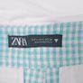 Zara Turquoise Blue White Gingham Check High Waisted Flared Trousers Size S Image 2
