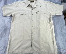 Wrangler Men's Safari Beige Outdoor Short Sleeve Shirt M - Cowboy Military