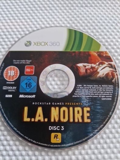 L A. NOIRE Disc 3 only  Xbox360 Games Original