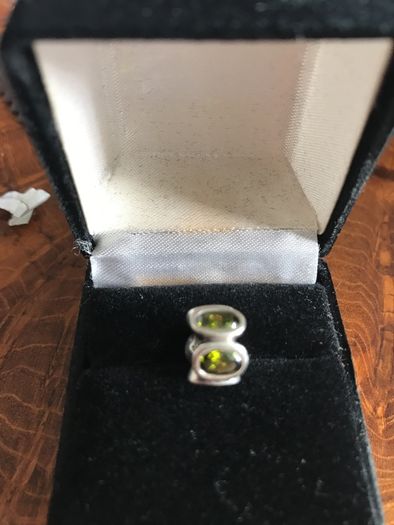 Pandora dark green ovalite bead