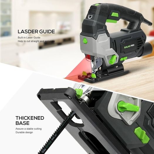 SALE 800W 3000 SPM Jig Saw Tool, Max 45 Degree Bevel Cutting Angle, 6 Adjustable Speeds, 4-Position Orbital Action,Laser Guide, Max Cutting Capacity: 100mm Wood, 10mm Metal