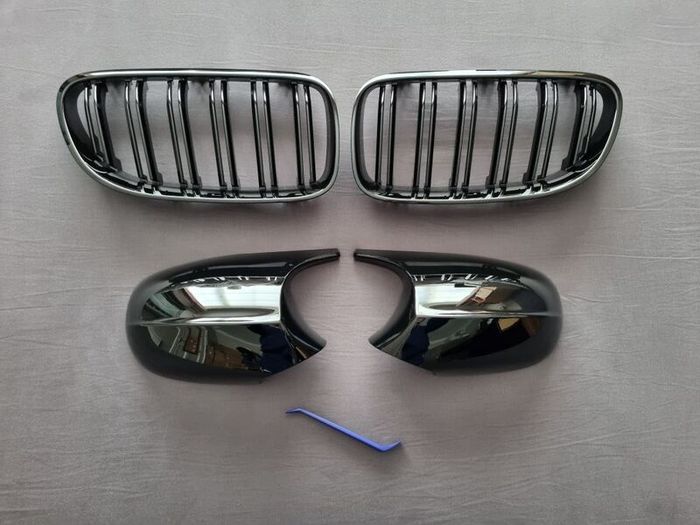 BMW E92 E93 Lci Black Kidney Grilles & Mirror Covers Set Brand New