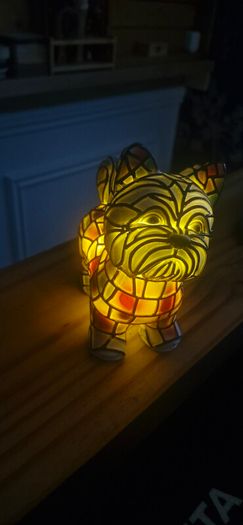 Stained glass terrier dog table lamp