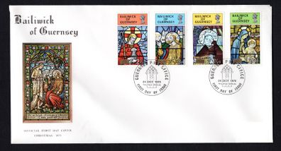1973 Guernsey Christmas Commemorative Stamps Addressed First Day Cover (FDC)