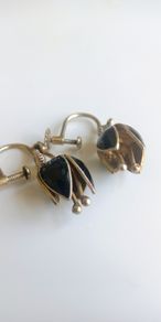 Antique sterling silver screw-back tulip earrings