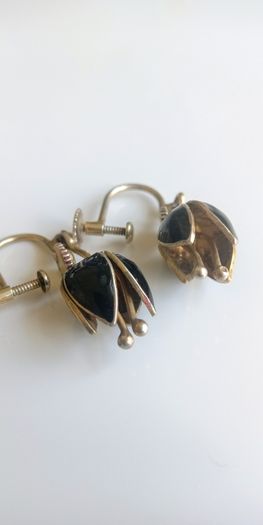 Antique sterling silver tulip earrings