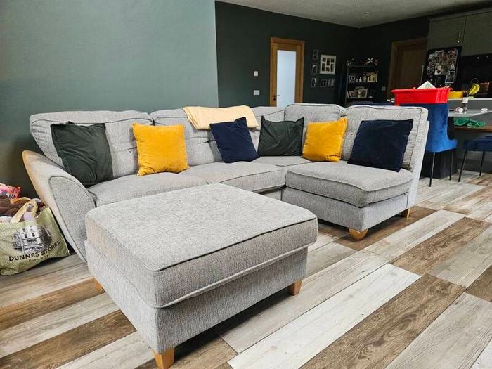 Corner sofa with chaise footstool
