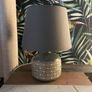 Grey Erin Printed Bedside Table Lamp with Shade & Bulb Image 2