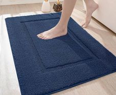 MULTIPLE SIZES AVAILABLE 40 x 60 cm, Non Slip Bathroom Mat, Soft Microfiber and Super Absorbent Bath Mats for Bathroom, Machine-Washable Bathroom Rug, Blue