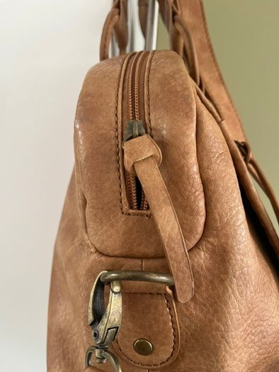 A-WEAR BAG OVERNIGHT WEEKEND Camel beige Stylish Faux Leather bag. Brass hardware In Very Good Condition. Generous sizing