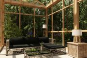 5 Piece Garden Lounge Set with Cushions Poly Rattan Grey