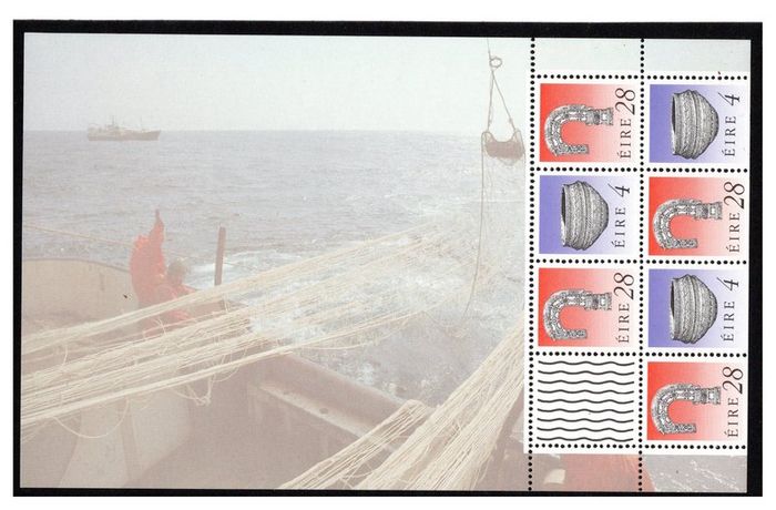 1991 Ireland Maritime Fishing Fleet Stamp Booklet Mint Never Hinged (MNH). Hibernian HB38. Ad shows photos of panes included
