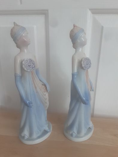 Ornament/Two Glazed Lady Figurines ..  for12.00euro