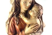 Vintage Hand Carved Madonna and Child Wooden Statue