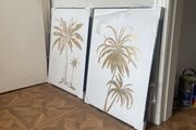 Framed prints of gold palm trees (two)