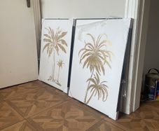 Framed prints of gold palm trees (two)