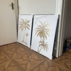 Framed prints of gold palm trees (two)