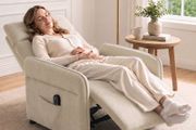Beige Recliner Armchair with Massage &amp; Heat