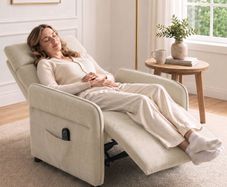 Beige Recliner Armchair with Massage & Heat