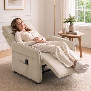 Beige Recliner Armchair with Massage & Heat