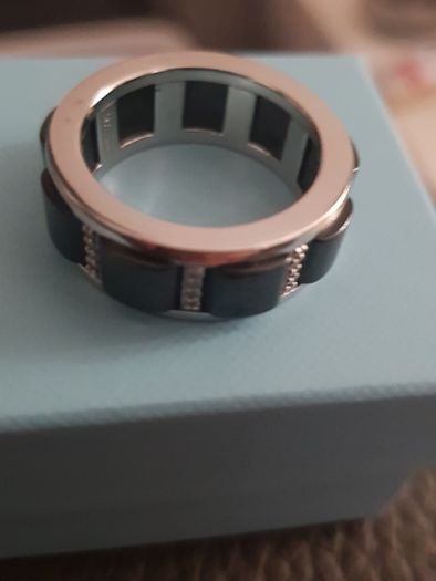 Diamond and Ceramic on sterling silver Mens Ring