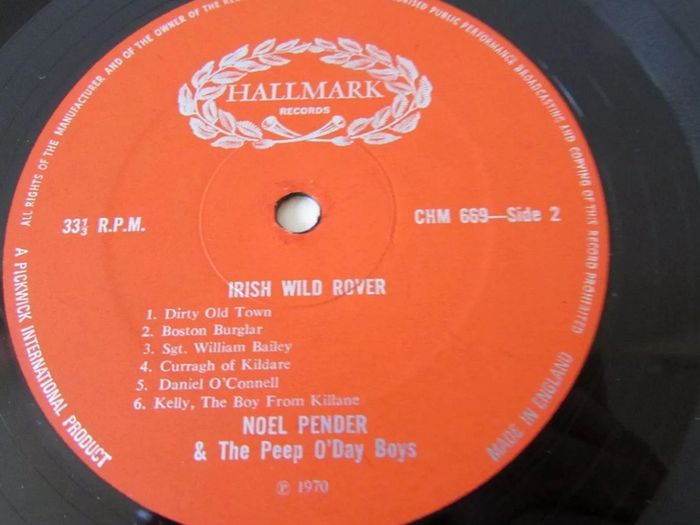 Irish Wild Rover Lp, Noel Pender & The Peep O'day Boys,