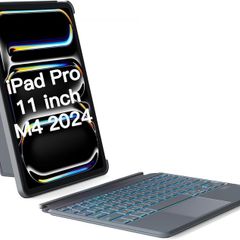 Inateck Keyboard Case for iPad Pro 11 inch (M4) 2024, Detachable Keyboard for iPad Pro 11 inch (M4) 2024, 7-Color Backlight with Trackpad, Vertically/Horizontally, KB04111-11 (Gray)
