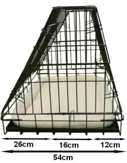 Deluxe Sloping Puppy Cage Medium 30 inch Black Folding Dog Crate with Non-Chew Metal Tray, Fleece and Slanted Front For Car (FREE POSTAGE)