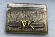 Micheal kors Women Reed Pebbled Leather Credit Card Holder Gold Hardware Wallet-like new