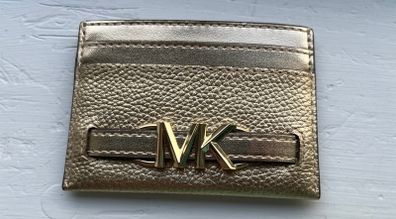Micheal kors Women Reed Pebbled Leather Credit Card Holder Gold Hardware Wallet-like new