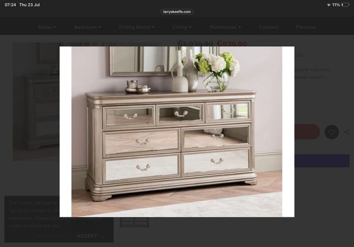 Large. irrored chest of drawers
