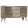 Drawer Cabinet Solid Mango Wood Grey with Brass 140x40x80 cm Image 9