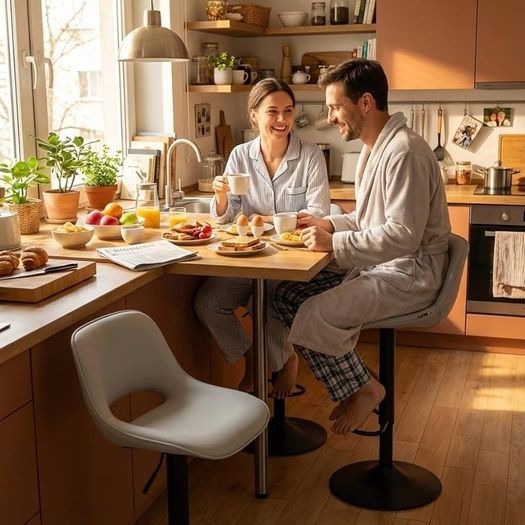 Bar Stools Set of 2 Modern Breakfast Barstools, Adjustable Swivel Counter Height Bar Chairs Faux Leather Upholstered Counter Stools with Hollow Back for Kitchen Island, Grey