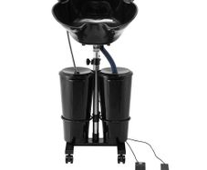 Portable Shampoo Bowl, Shampoo Sink for Washing Hair with Electric Pump, Includes 2 Buckets 2 Showerheads, Drain Hose,