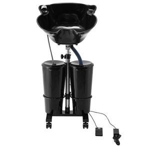 Portable Shampoo Bowl, Shampoo Sink for Washing Hair with Electric Pump, Includes 2 Buckets 2 Showerheads, Drain Hose,