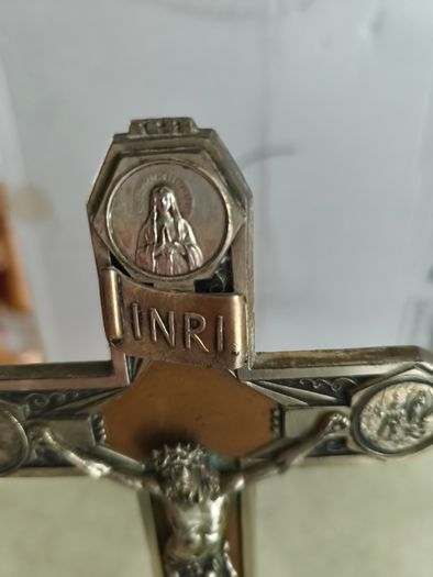 Rare find Crucifix of Lourdes, Art Deco period from the 1920s Materials: Metal