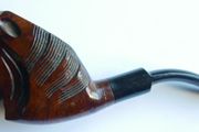 Vintage Real Briar Carved Wood  Smokers Pipe