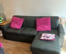Grey Leather corner sofa