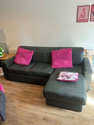 Grey Leather corner sofa