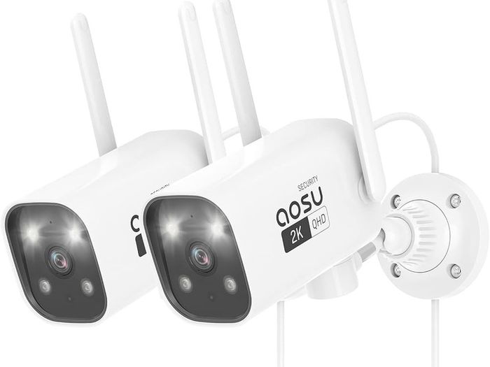 2K Security Camera Outdoor with Color Night Vision, 2 Pack Wired home security cameras support 24/7 Recording, Auto tracking CCTV camera systems with Voice Changer, 2 Way Audio