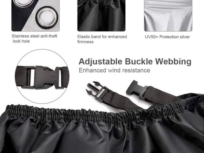 Waterproof Motorcycle Cover, 210D Thickned Oxford Cloth with Lock Holes, for Honda, Yamaha, Suzuki, Kawasaki, Outdoor Protection, 96.46 x 41.34 x 49.21 inch