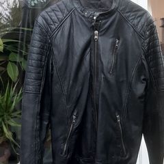 Jack & Jones, mens stylish black leather jacket