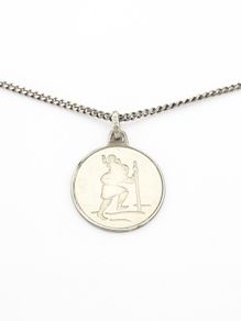 Vintage 925 Sterling Silver St Christopher Necklace
