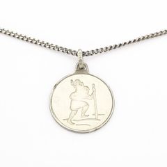 Vintage 925 Sterling Silver St Christopher Necklace