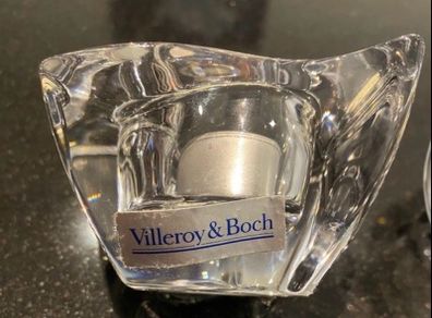 Pair of Villeroy and Boch crystal glass candle holders with original sticker